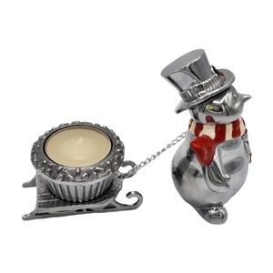 Lenox Yuletide Snowman Votive Silvertone